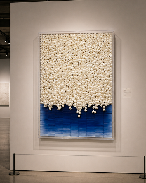 Handmade 3D Mixed Media Wall Art – Paper & Natural Silk Cocoon Sculpture