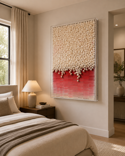 Handmade 3D Mixed Media Wall Art – Paper & Natural Silk Cocoon Sculpture