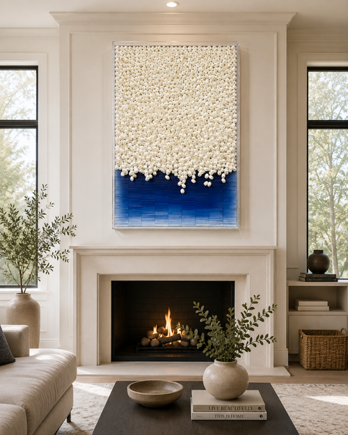 Handmade 3D Mixed Media Wall Art – Paper & Natural Silk Cocoon Sculpture