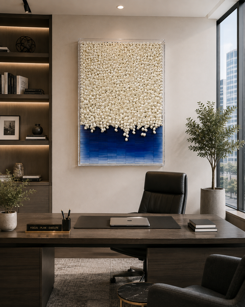 Handmade 3D Mixed Media Wall Art – Paper & Natural Silk Cocoon Sculpture