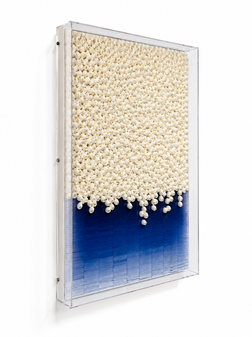 Handmade 3D Mixed Media Wall Art – Paper & Natural Silk Cocoon Sculpture