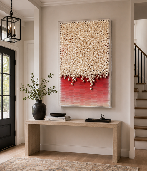Handmade 3D Mixed Media Wall Art – Paper & Natural Silk Cocoon Sculpture