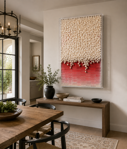 Handmade 3D Mixed Media Wall Art – Paper & Natural Silk Cocoon Sculpture