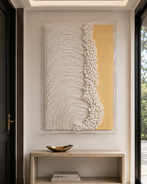 Handmade 3D Textured Paper Wall Art – Modern Abstract Wall Sculpture