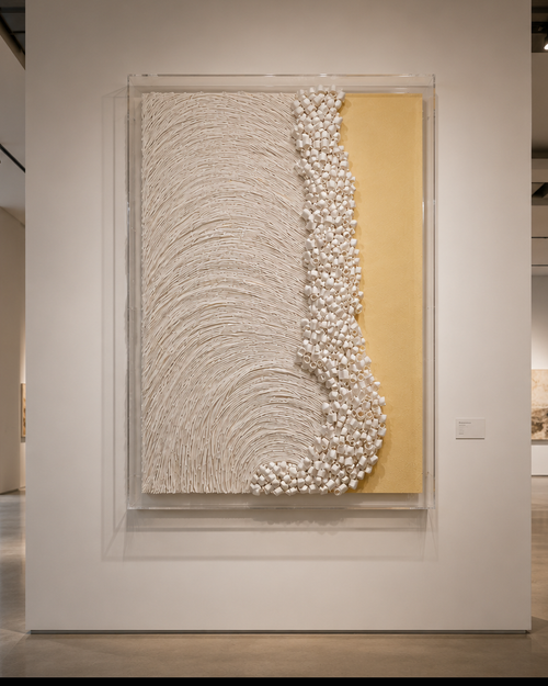 Handmade 3D Textured Paper Wall Art – Modern Abstract Wall Sculpture