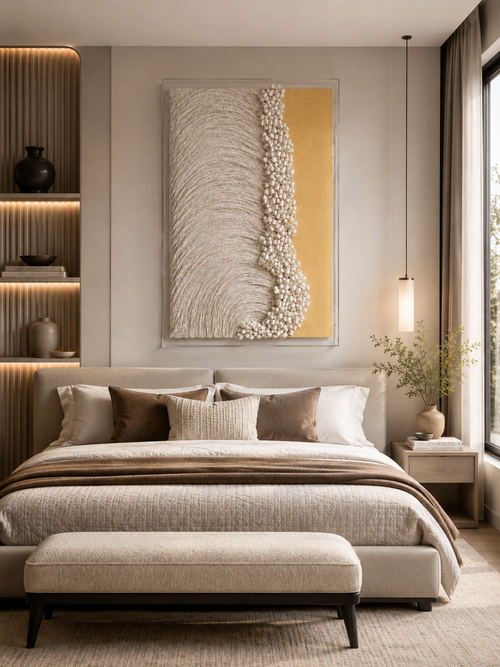 Handmade 3D Textured Paper Wall Art – Modern Abstract Wall Sculpture