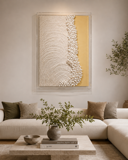 Handmade 3D Textured Paper Wall Art – Modern Abstract Wall Sculpture