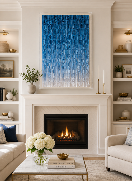Ocean Layers – Handmade Blue 3D Textured Paper Wall Art