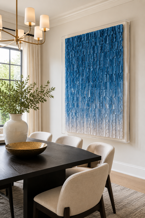 Ocean Layers – Handmade Blue 3D Textured Paper Wall Art