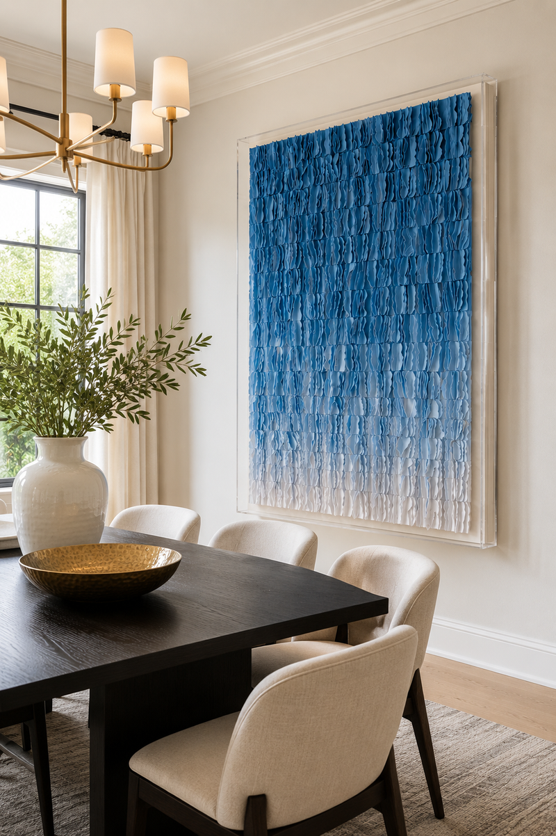 Ocean Layers – Handmade Blue 3D Textured Paper Wall Art