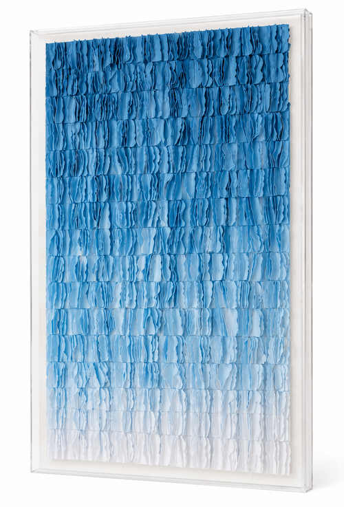 Ocean Layers – Handmade Blue 3D Textured Paper Wall Art
