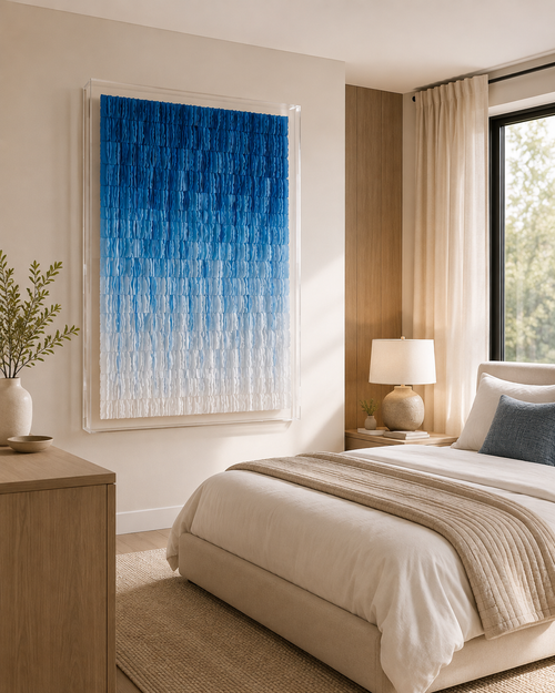 Ocean Layers – Handmade Blue 3D Textured Paper Wall Art