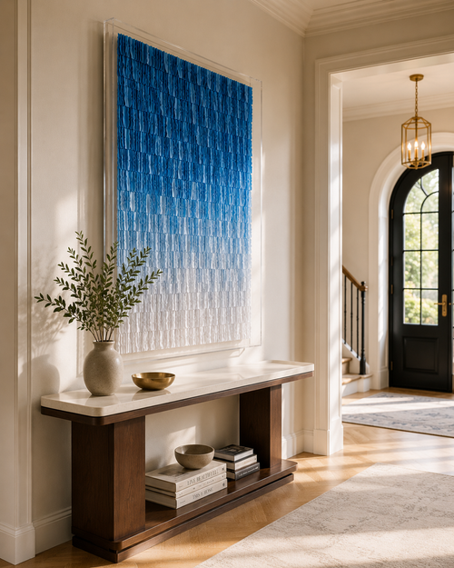 Ocean Layers – Handmade Blue 3D Textured Paper Wall Art