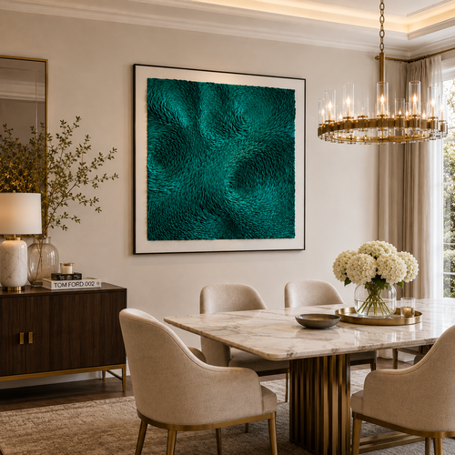 Teal 3D Textured Wall Art – Handmade EVA Abstract Wall Sculpture