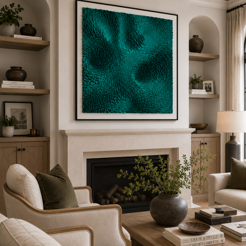 Teal 3D Textured Wall Art – Handmade EVA Abstract Wall Sculpture