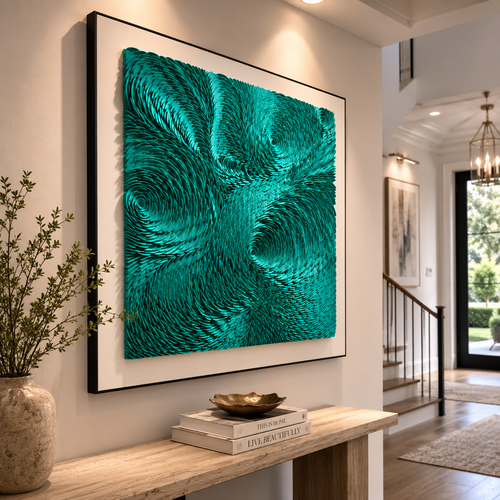 Teal 3D Textured Wall Art – Handmade EVA Abstract Wall Sculpture
