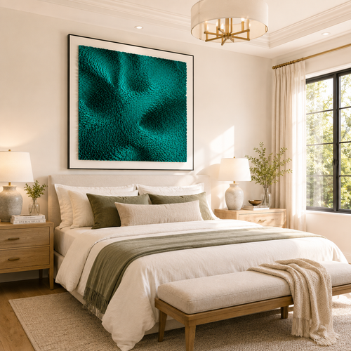 Teal 3D Textured Wall Art – Handmade EVA Abstract Wall Sculpture
