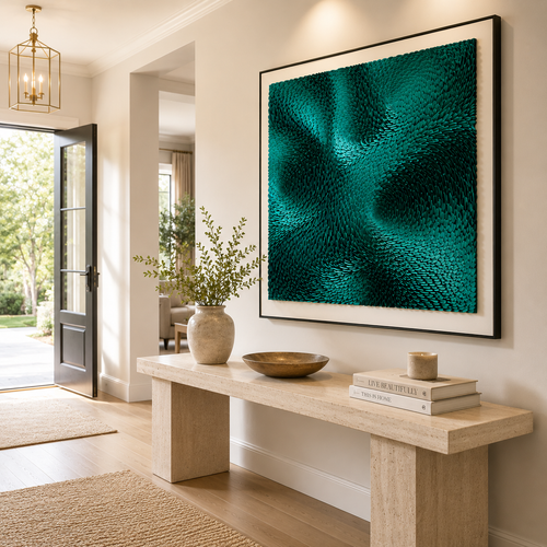 Teal 3D Textured Wall Art – Handmade EVA Abstract Wall Sculpture