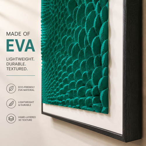 Teal 3D Textured Wall Art – Handmade EVA Abstract Wall Sculpture