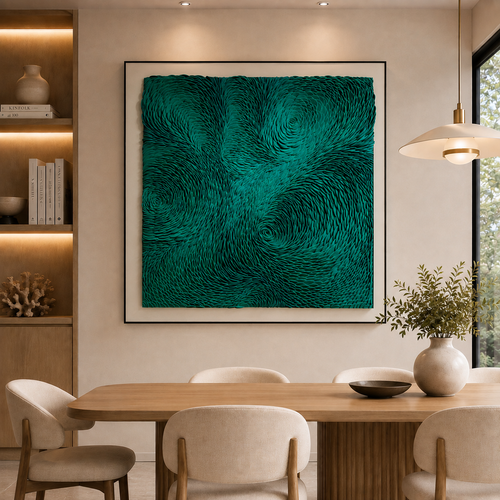 Teal 3D Textured Wall Art – Handmade EVA Abstract Wall Sculpture