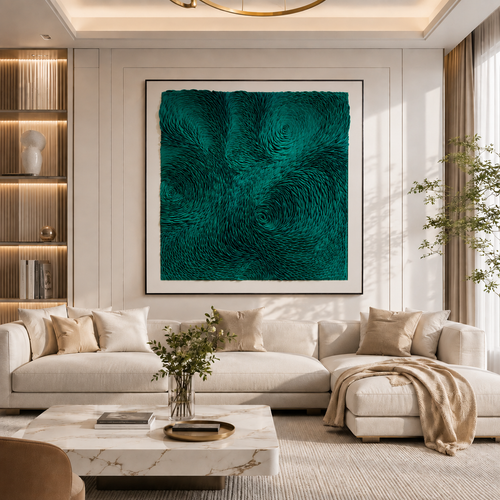 Teal 3D Textured Wall Art – Handmade EVA Abstract Wall Sculpture