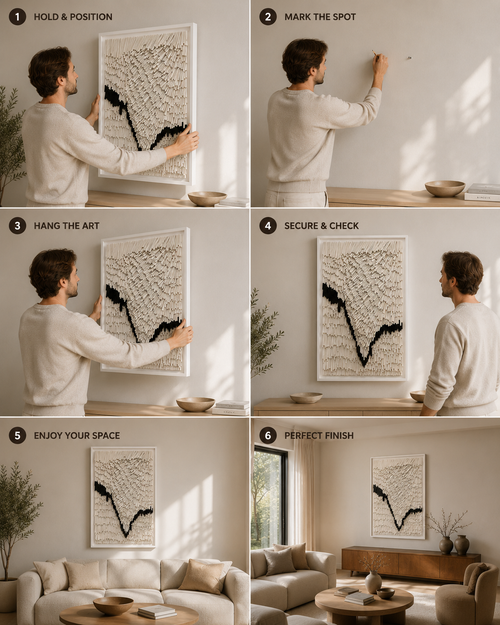 Handcrafted 3D Textured Wall Art – Modern Geometric Paper Straw Sculpture, Large Abstract White Relief Wall Decor