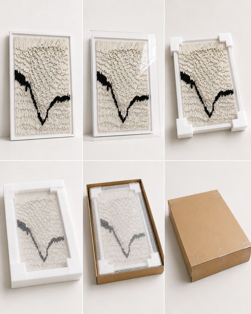 Handcrafted 3D Textured Wall Art – Modern Geometric Paper Straw Sculpture, Large Abstract White Relief Wall Decor