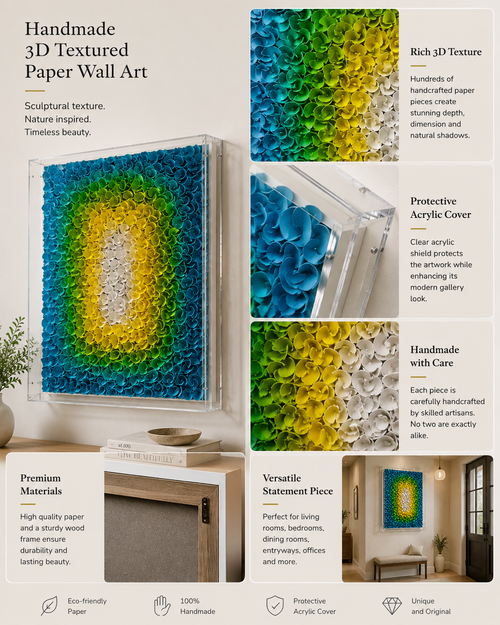 Handmade 3D Paper Floral Wall Art – Colorful Textured Statement Decor