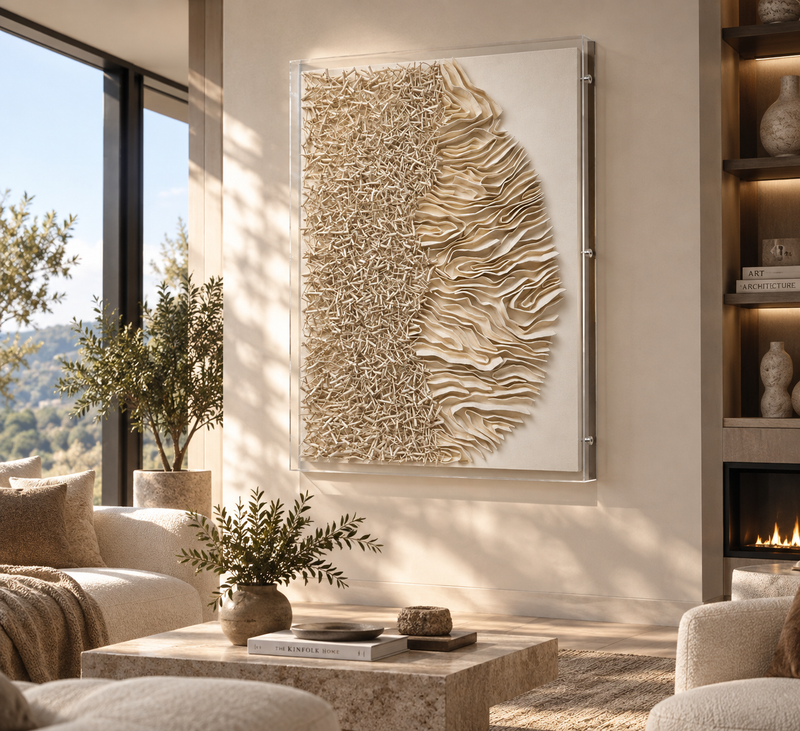 Handmade 3D Textured Wall Art Paper Sculpture Modern Abstract Wall Decor