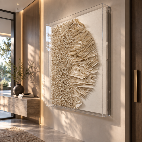 Handmade 3D Textured Wall Art Paper Sculpture Modern Abstract Wall Decor