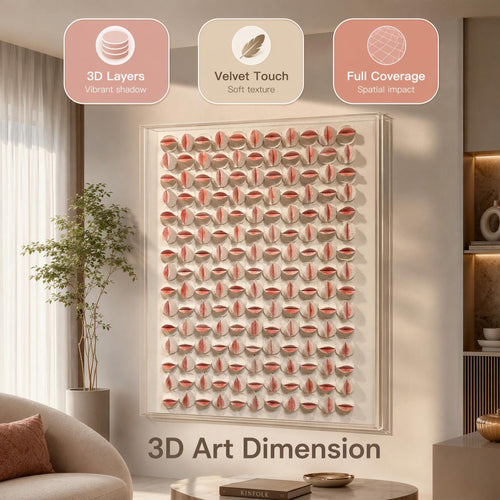Handmade 3D Textured Wall Art – Blush Pink Sculptural Wall Decor