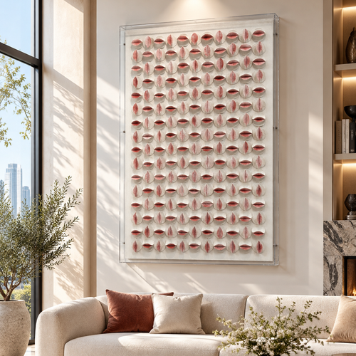 Handmade 3D Textured Wall Art – Blush Pink Sculptural Wall Decor
