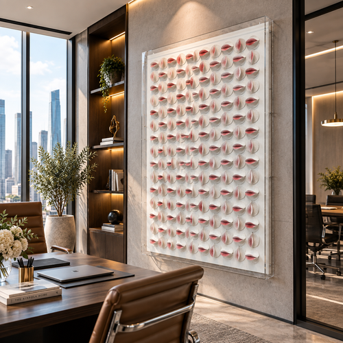 Handmade 3D Textured Wall Art – Blush Pink Sculptural Wall Decor