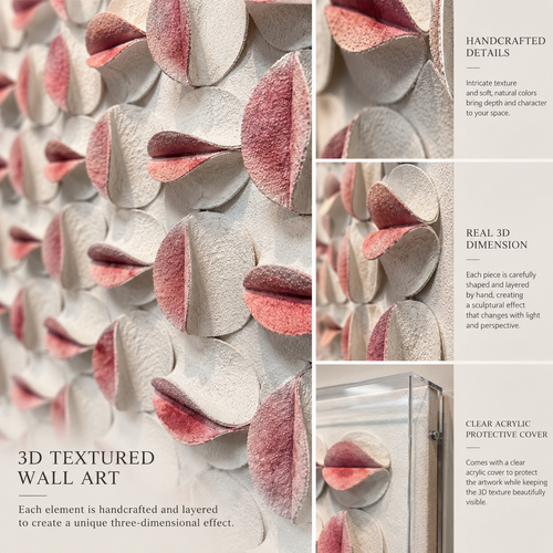 Handmade 3D Textured Wall Art – Blush Pink Sculptural Wall Decor