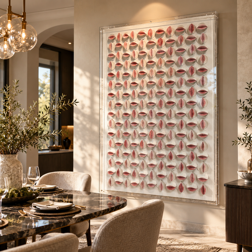 Handmade 3D Textured Wall Art – Blush Pink Sculptural Wall Decor