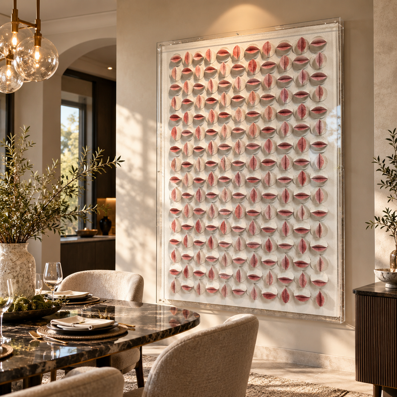 Handmade 3D Textured Wall Art – Blush Pink Sculptural Wall Decor