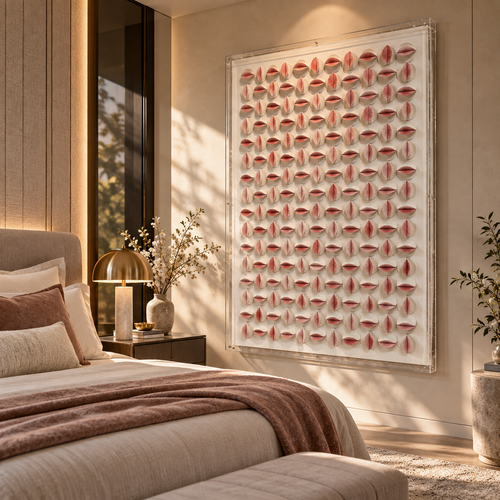 Handmade 3D Textured Wall Art – Blush Pink Sculptural Wall Decor