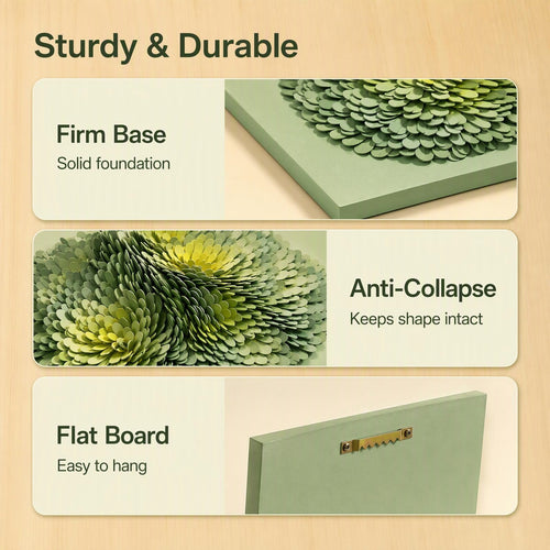 Handmade Green 3D Wall Art – Textured EVA Floral Wall Decor with Acrylic Cover