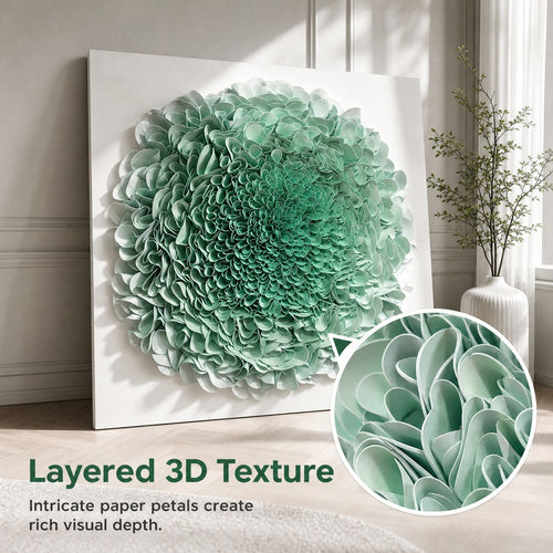 Handmade Mint Green 3D Floral Wall Art with Acrylic Cover