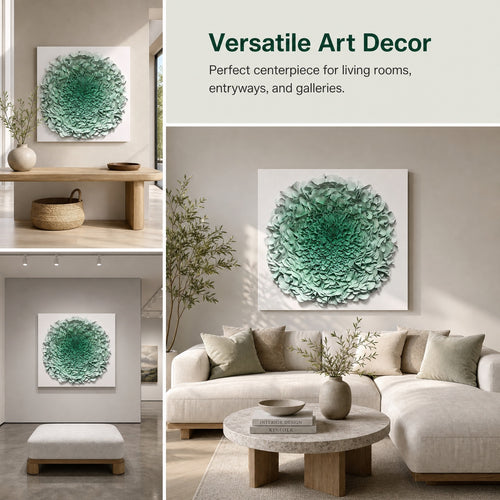 Handmade Mint Green 3D Floral Wall Art with Acrylic Cover