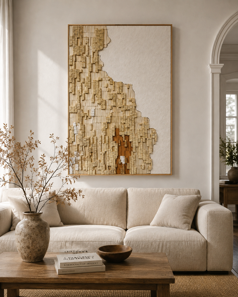 Handmade 3D Textured Paper Wall Art – Neutral Abstract Sculptural Decor