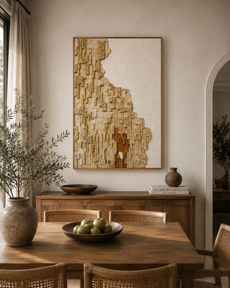 Handmade 3D Textured Paper Wall Art – Neutral Abstract Sculptural Decor