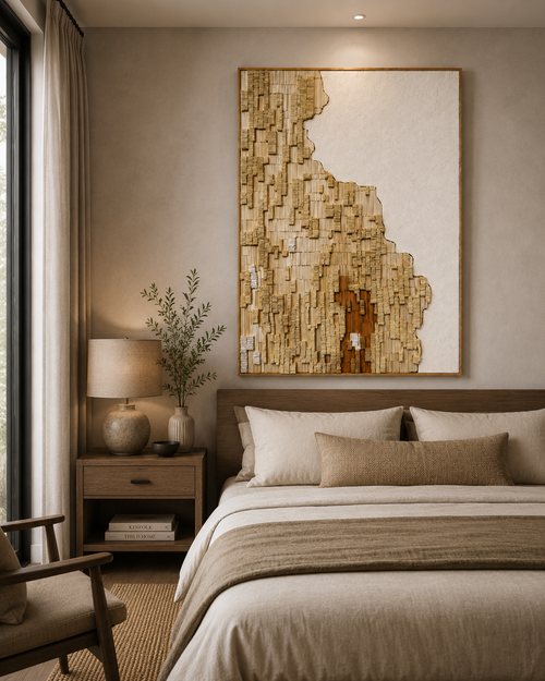 Handmade 3D Textured Paper Wall Art – Neutral Abstract Sculptural Decor
