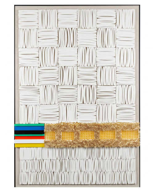 Handcrafted Geometric Paper Sculpture Wall Art | Modern Textured Artwork with Black Wood Frame