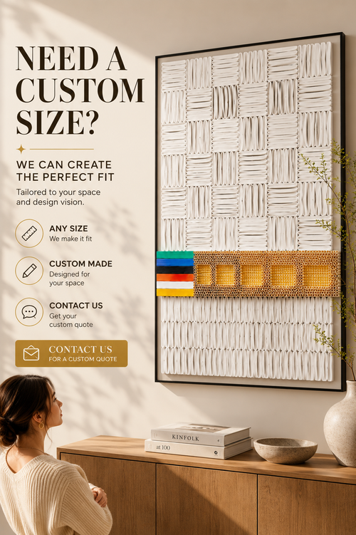 Handcrafted Geometric Paper Sculpture Wall Art | Modern Textured Artwork with Black Wood Frame