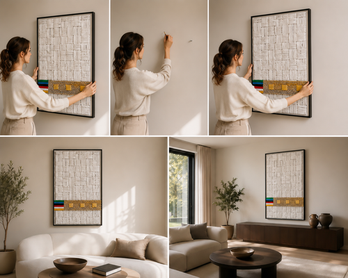 Handcrafted Geometric Paper Sculpture Wall Art | Modern Textured Artwork with Black Wood Frame