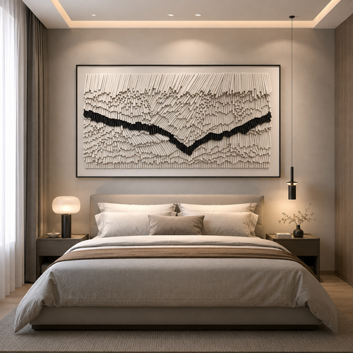 Handcrafted Textured Wall Art – Modern 3D Paper Relief Statement Piece