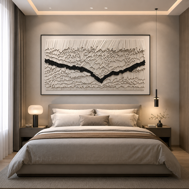 Handcrafted Textured Wall Art – Modern 3D Paper Relief Statement Piece