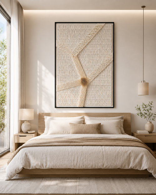 Large Handmade Textured Wall Art | Organic Modern Neutral Wall Decor | 3D Statement Wall Sculpture for Living Room