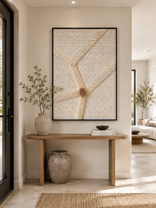 Large Handmade Textured Wall Art | Organic Modern Neutral Wall Decor | 3D Statement Wall Sculpture for Living Room
